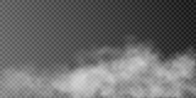 Fumaça branca em um fundo transparente Efeito especial de explosão de vapor Vetor de textura de vapor