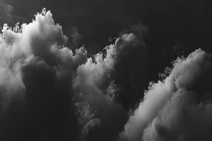 Vetor fumaça branca etérea em fundo escuro vapor cinematográfico textura névoa arte névoa névoa foto negra imagem