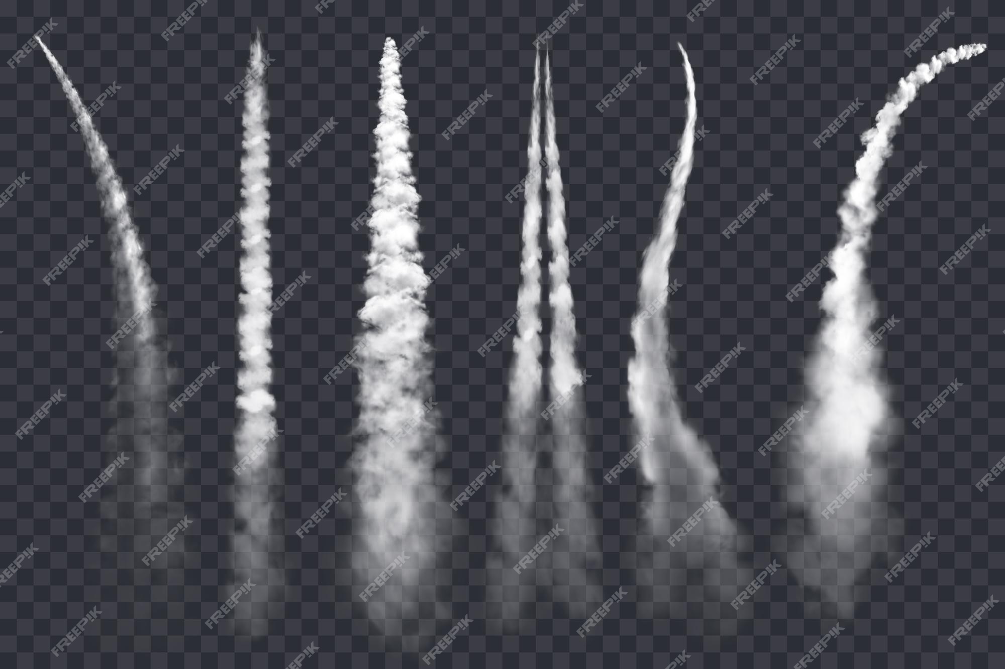 Trilha de fumaça de lançamento de foguete espacial com vetor de fogo plano  isolado ou explosão de decolagem de nave espacial a jato 3d spray de ar com  chama trilha realista de