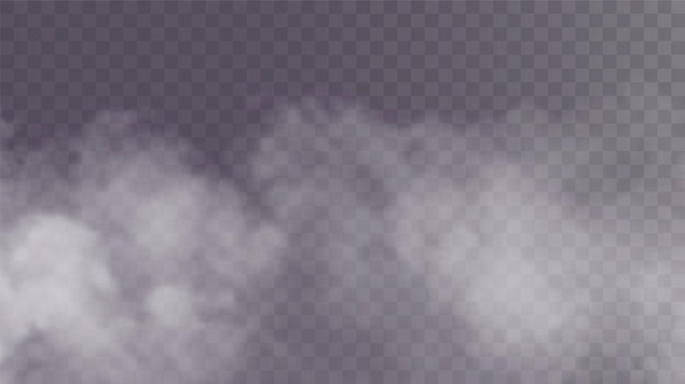 Fumaça isolada de vetor png textura de fumaça branca em um fundo preto transparente