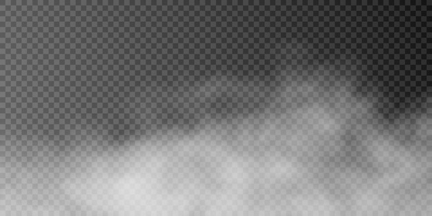 Fumaça translúcida em um fundo transparente Efeito especial de vapor Textura de vetor de vapor