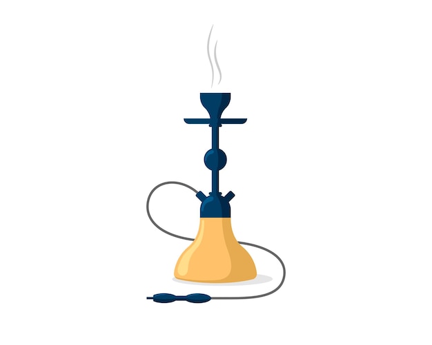 Vetor fumando cachimbo de água emblema shisha banner nargile cachimbo de fumaça borbulhante e lounge café-bar de relaxamento