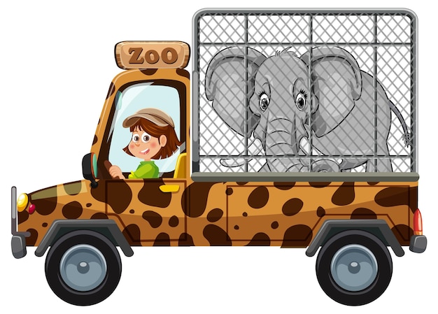 Vetor funcionários do zoológico entregam animal ao zoológico