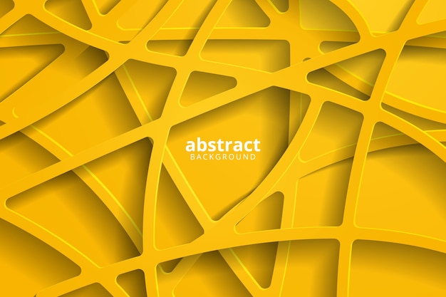 Fundo 3d abstrato com corte de papel amarelo.