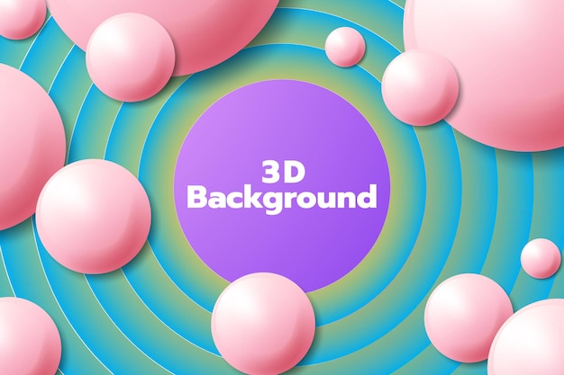 Fundo 3d com bola realista rosa