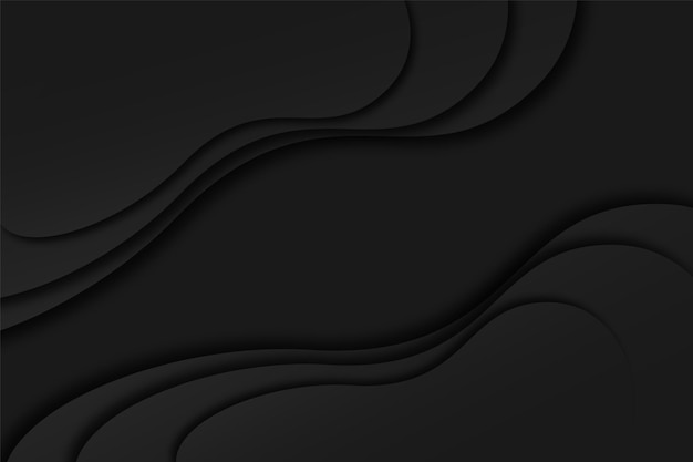 Vetor fundo abstrato 3d luxuoso fundo preto fosco em camadas com elementos ondulados
