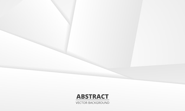 Fundo abstrato 3d vetor branco com elementos geométricos de camada de papel gradiente branco e cinza para apresentação de web design, corporativo e de negócios. fundo branco moderno. ilustração vetorial