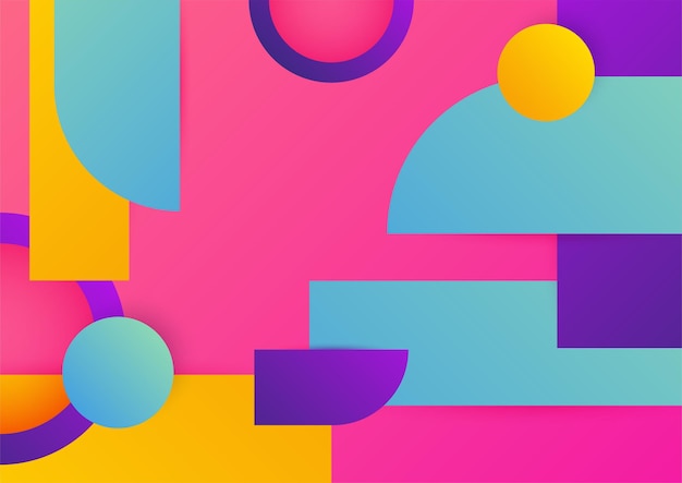 Fundo abstrato colorido formas geométricas fundo de tecnologia vetorial para folheto de design folheto de site Formas geométricas papel de parede para certificado de cartaz página de destino de apresentação