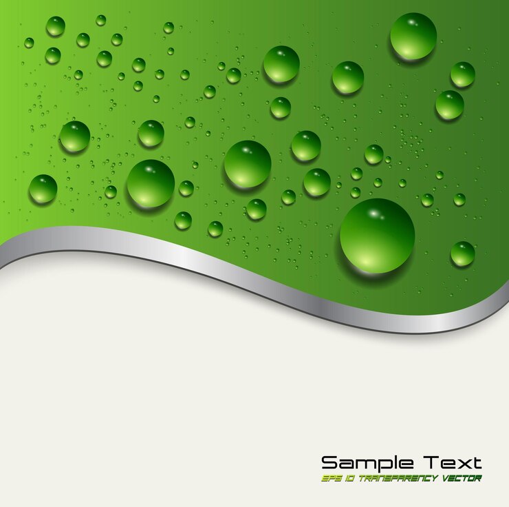 Vetor fundo abstrato com gotas de água no vetor verde