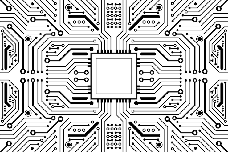 Vetor fundo abstrato com textura de placa de circuito de tecnologia ilustração de placa-mãe eletrônica comunicação e conceito de engenharia ilustração vetorial