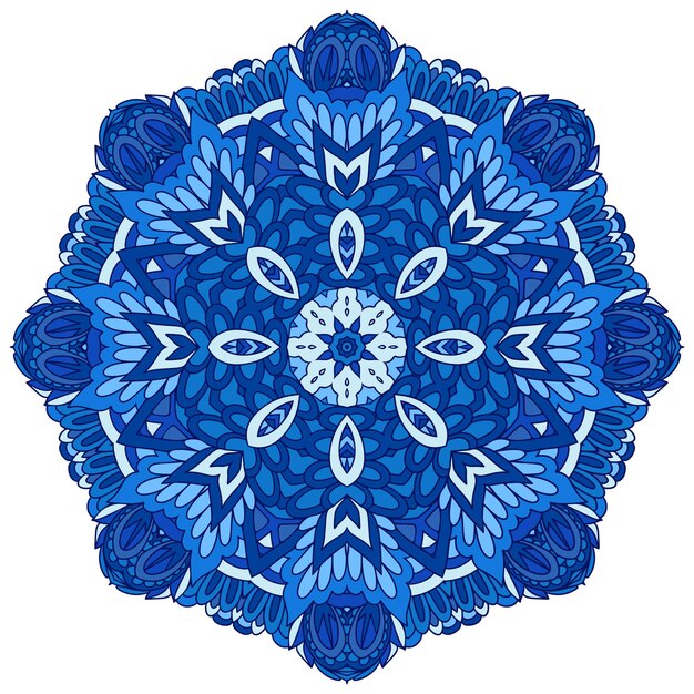 Fundo abstrato da mandala geométrica étnica do medalhão azul