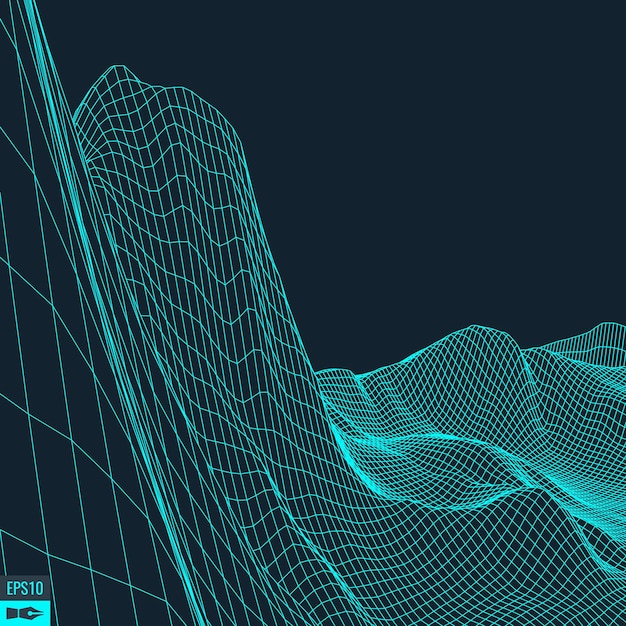 Fundo abstrato da paisagem do vetor ilustração do vetor da tecnologia da grade 3d do ciberespaço