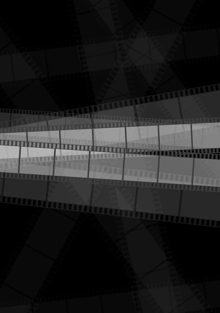 Fundo abstrato da tira de filme monocromática escura. Desenho vetorial