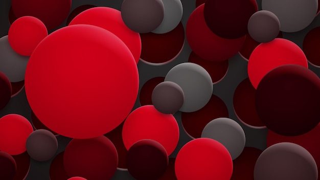 Fundo abstrato de buracos e círculos com sombras nas cores vermelha e preta