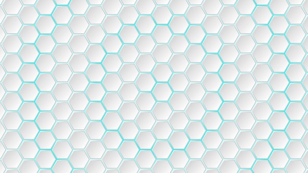 Vetor fundo abstrato de ladrilhos hexagonais brancos com lacunas em azul claro