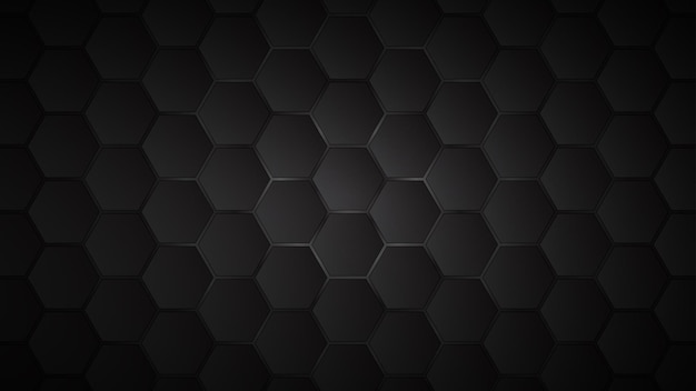 Fundo abstrato de ladrilhos hexagonais pretos com lacunas cinza entre eles