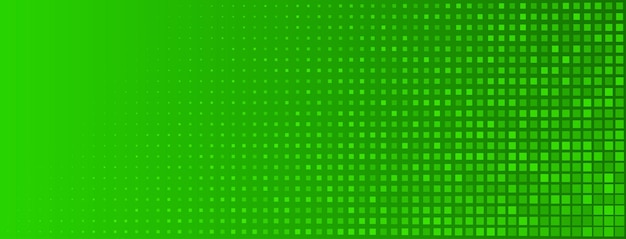 Vetor fundo abstrato de meio-tom feito de pequenos pontos quadrados de diferentes tamanhos em cores verdes