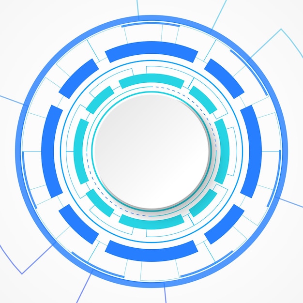 Fundo abstrato de tecnologia, banner de círculo branco no círculo digital azul