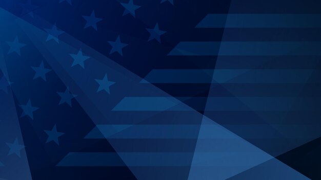 Fundo abstrato do Dia da Independência com elementos da bandeira americana em cores azuis escuras.