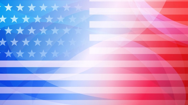 Fundo abstrato do dia da independência com elementos da bandeira americana nas cores vermelha e azul.