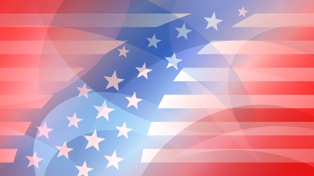 Fundo abstrato do Dia da Independência com elementos da bandeira americana nas cores vermelha e azul.