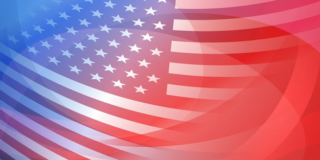 Fundo abstrato do Dia da Independência dos EUA com elementos da bandeira americana nas cores vermelha e azul.