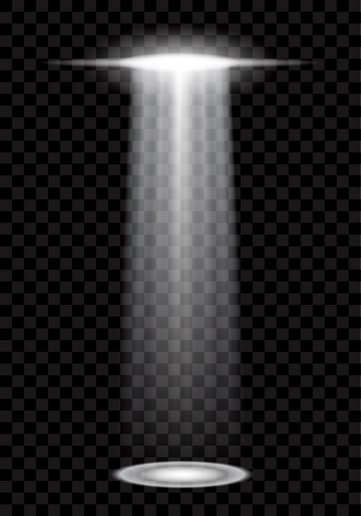 Vetor fundo abstrato do ufo com os feixes brilhantes transparentes.