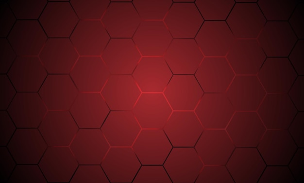 Fundo abstrato do vetor tecnologia hexagonal vermelho escuro