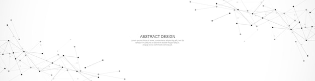 Fundo abstrato e padrão geométrico com conexão de pontos e linhas para design de banner