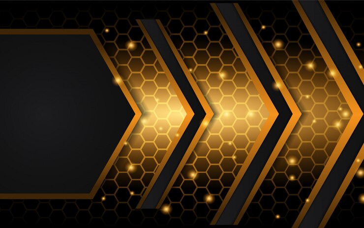 Vetor fundo abstrato formas de metal preto e dourado