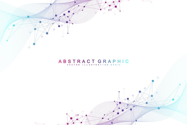 Fundo abstrato geométrico com linhas e pontos conectados. ponto de fluxo de conectividade. fundo da molécula e comunicação. plano de fundo de conexão gráfica para seu projeto. ilustração vetorial.