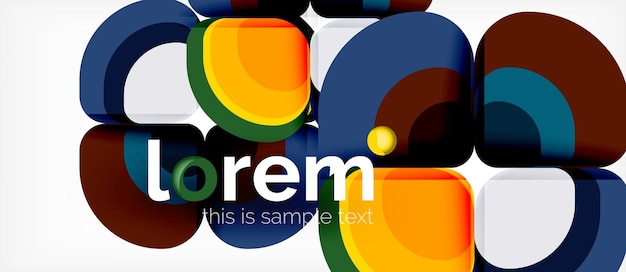 Fundo abstrato geometrico de formas redondas multicoloridas composição modelo de layout abstrato de moda para apresentação de negócios ou tecnologia