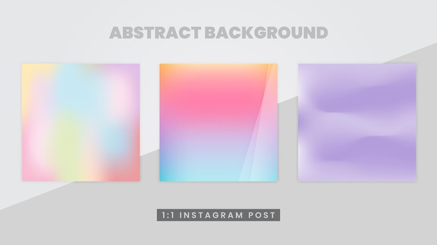 Fundo abstrato gradiente colorido para post do instagram set eps vector