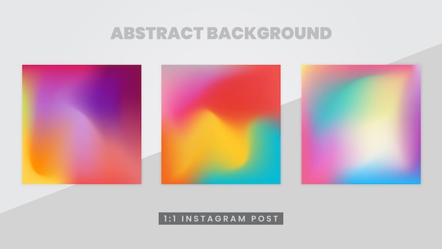Fundo abstrato gradiente colorido para post do instagram set eps vector