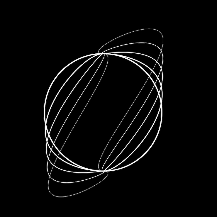 Vetor fundo abstrato linhas ovais com círculos geométricos. vector design de linha de elipse rotativa.