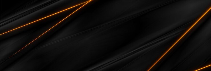 Fundo abstrato liso preto com linhas laranjas brilhantes
