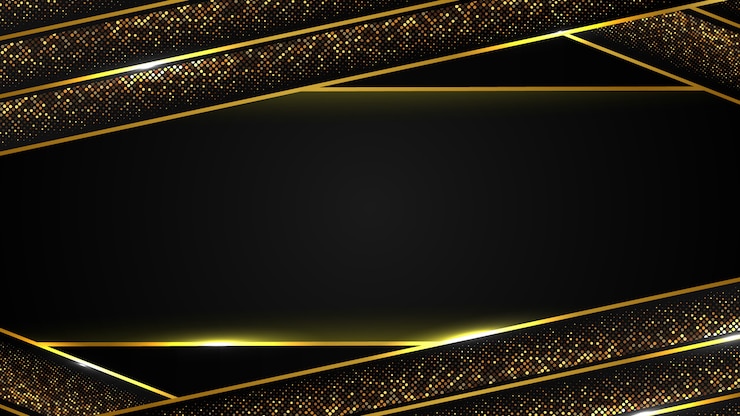 Vetor fundo abstrato luxo preto da linha ouro escuro e brilho