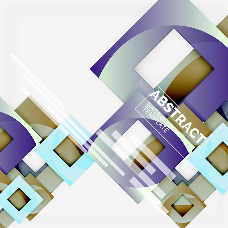 Vetor fundo abstrato minimalista geométrico com composição de quadrados multicoloridos