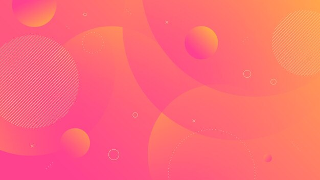 Fundo Abstrato Moderno com Movimento Redondo Círculo Memphis Retrô e Cor Gradiente Laranja Vermelha
