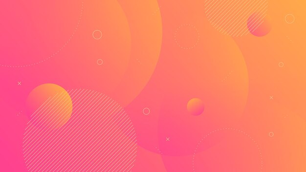 Fundo Abstrato Moderno com Movimento Redondo Círculo Memphis Retrô e Cor Gradiente Laranja Vermelha