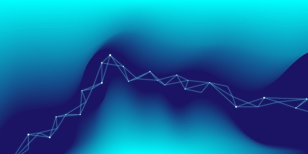 Fundo abstrato moderno com ondas de movimento e elementos Lowpoly e cor de gradiente azul vibrante