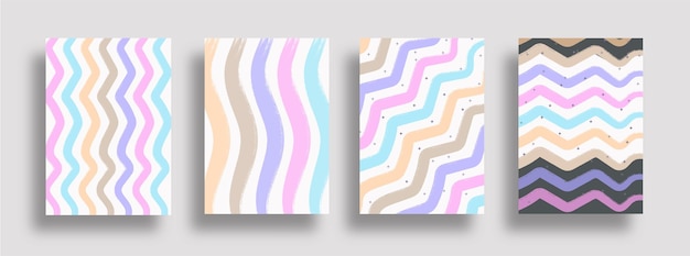 Vetor fundo abstrato ou design padrão definido com listras e ondas coloridas