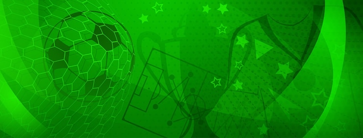 Vetor fundo abstrato sobre um tema de futebol com bola grande e outros símbolos de futebol em cores verdes