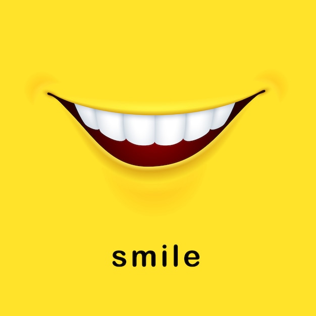 Fundo amarelo com boca sorridente realista