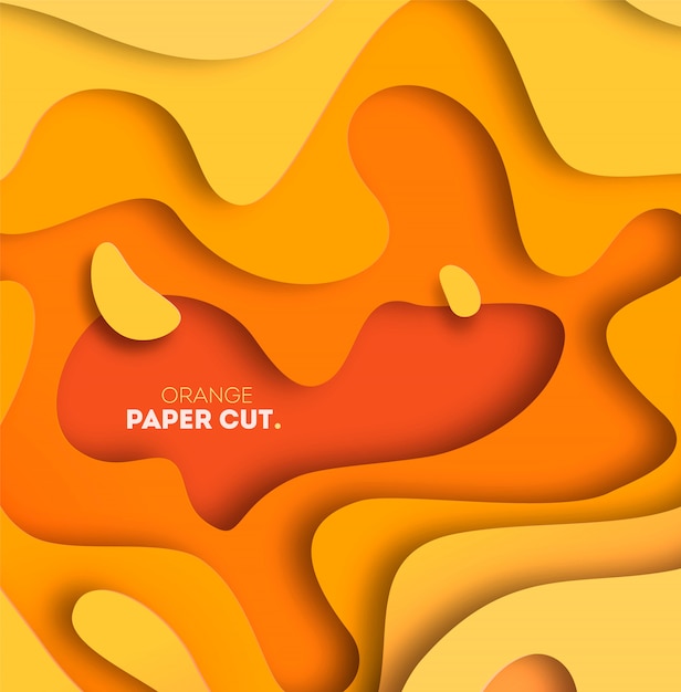 Fundo amarelo com formas de corte de papel. ilustração. arte 3d de escultura abstrata.