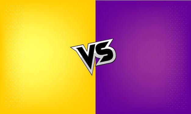 Fundo amarelo e roxo com a palavra vs na parte inferior