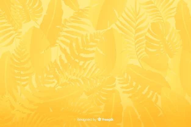 Vetor fundo amarelo monocromático com folhas