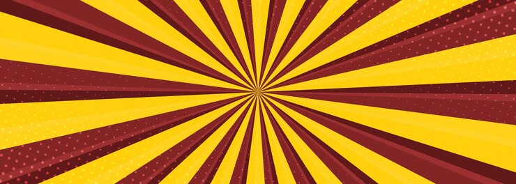 Vetor fundo amplo de desenho em quadrinhos vermelho e amarelo com efeito de estilo pop art de meio-tom