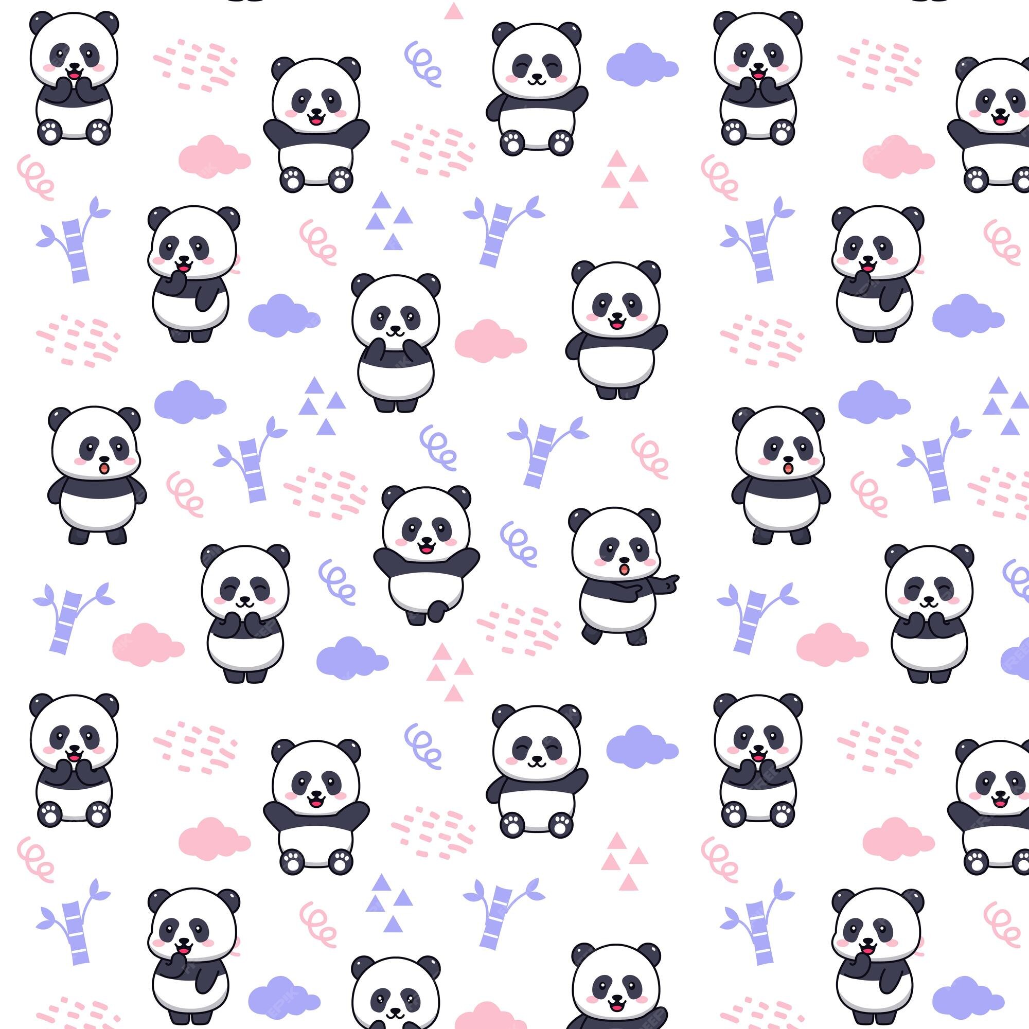 Panda E Padrão Sem Falhas De Nuvem Fofo E Kawaii Ilustração do