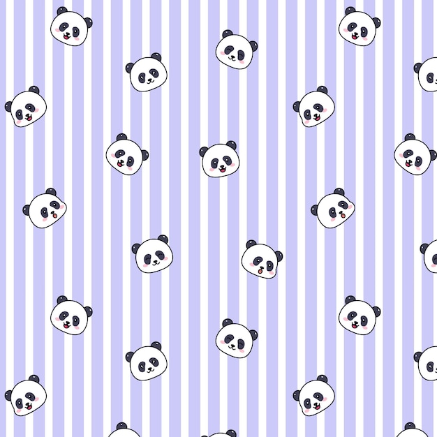 Fundo animal de ilustração de design de padrão sem emenda de panda bonito